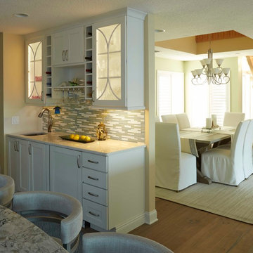 New Coastal Relaxed Kitchen, Dining and Family Room