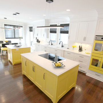 New Construction White, Black & Yellow  Kosher Kitchen ~ Pepper Pike, OH