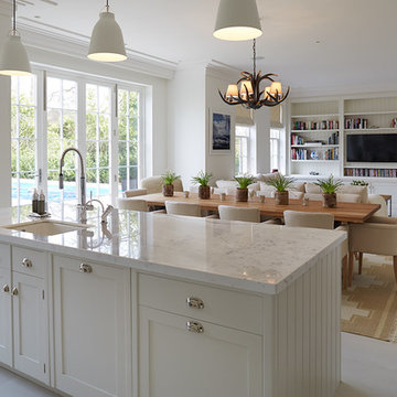 New England Traditional Hand Painted Kitchen in Cool Whites