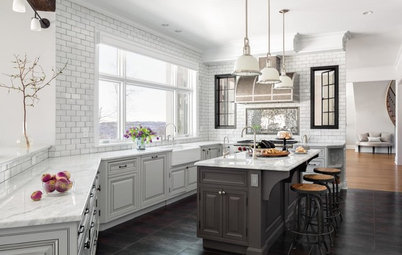 Industrial Touches Shine in a Charming Black-and-White Kitchen