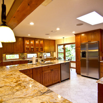 New kitchen from combined kitchen and dinning room