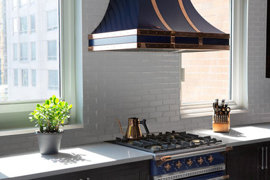 ニューヨークにあるトランジショナルスタイルのおしゃれなキッチンの写真