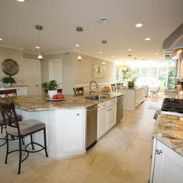 North Caldwell NJ Transitional Kitchen - 2 Islands w-seats - white painted maple