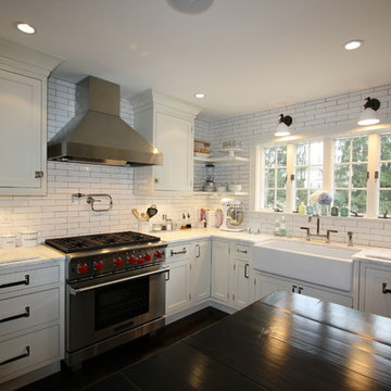 North Caldwell Transitional -Painted Maple - Subway tile backsplash - Ebony Flr