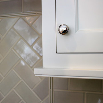 Inset Cabinet & Herringbone Backsplash Detail