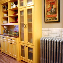 yellow painted cabinets