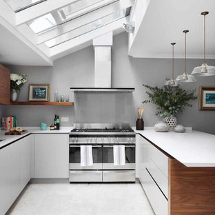 This is an example of a contemporary kitchen in London.