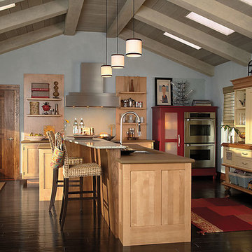 Nuetral Eclectic Kitchen with Pops of Red