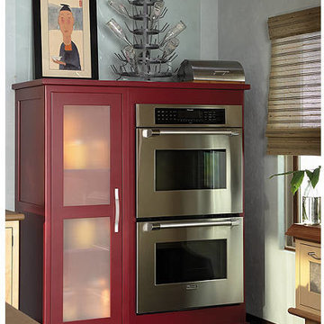 Nuetral Eclectic Kitchen with Pops of Red