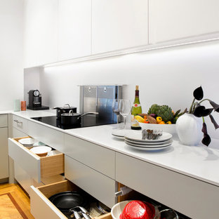 Modern kitchen remodeling - Example of a minimalist kitchen design in New York