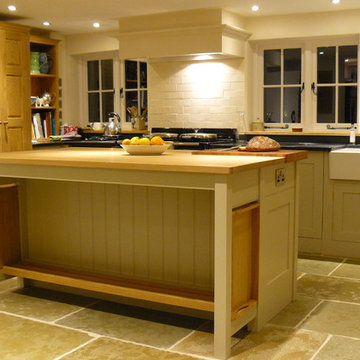 Oak and Old White painted wood contemporary kitchen for a 300 year old house.
