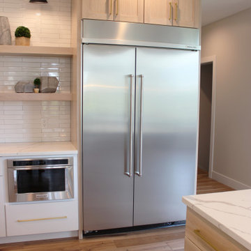 Oak, and White Kitchen with Matte Black Accents in Iowa Aspen Homes Farmhouse