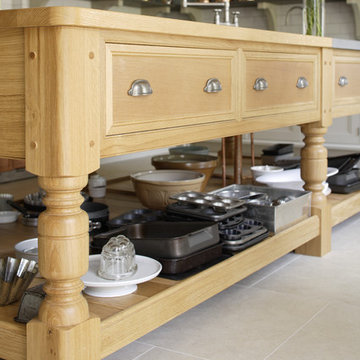 Oak drawers in kitchen island