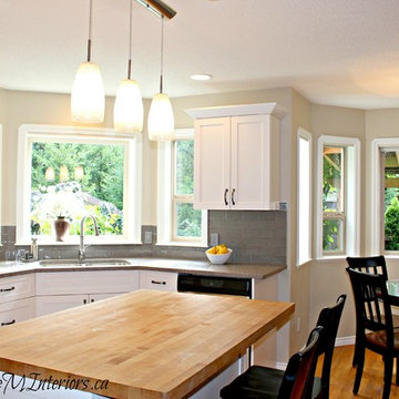 Oak Kitchen Remodel - Quartz and White Cabinets