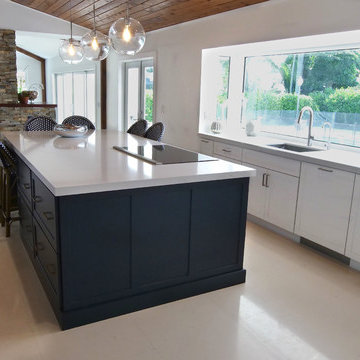 Ocean Blue and White Contemporary Kitchen