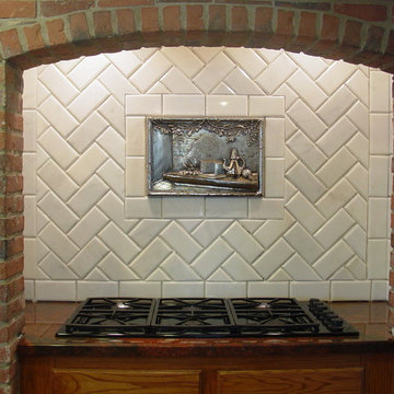 Olives & Cheese Backsplash /Mural in Pewter finish