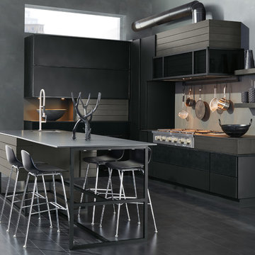 Omega Cabinetry: Black Industrial Style Kitchen