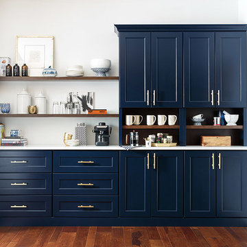 Omega Cabinetry: Butler's Pantry with Custom Blue Cabinets