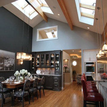 Open Concept Kitchen & Dining Area With A Vaulted Ceiling