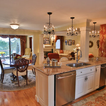 Open concept kitchen, living and dining room