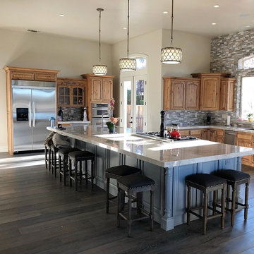 Open concept kitchen renovation with GIANT island