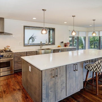 Open concept kitchen with huge island