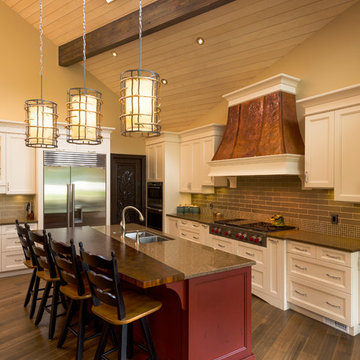 Open Concept Kitchen With Vaulted Ceilings
