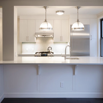 Open Kitchen through Island Table - Modern Glam Apartment Renovation