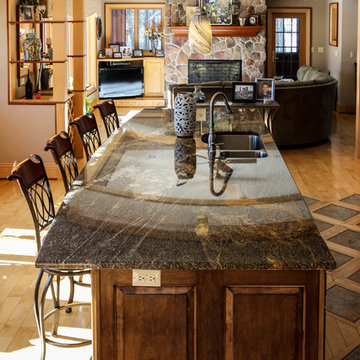 Open Kitchen with "Volcanic" Granite Island