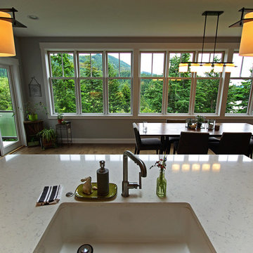 Open Kitchen with White Marble Top Island - Chuckanut Custom Contemporary Home