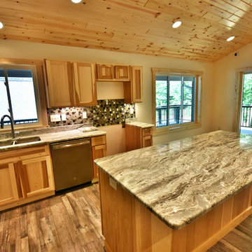 Open Rustic Kitchen with Marble Countertops