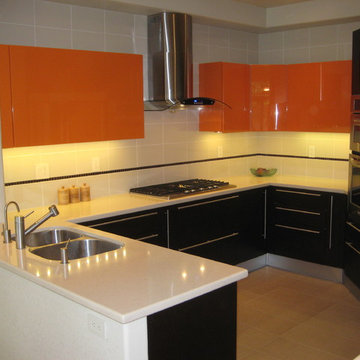ORANGE CONTEMPORARY KITCHEN DESIGN IDEA IN CARMEL VALLEY CA