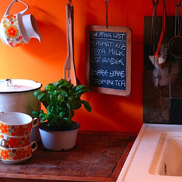 orange kitchen corner