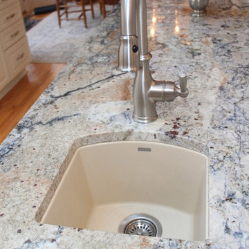 Orchard Park - Traditional White Kitchen with Blue Azurite Granite