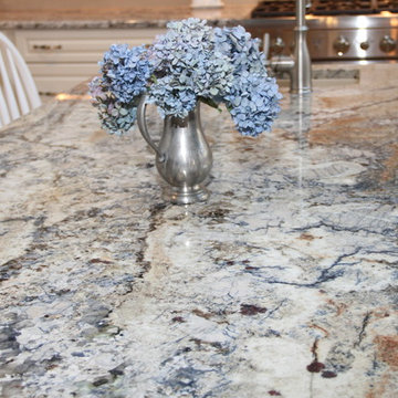Orchard Park - Traditional White Kitchen with Blue Azurite Granite