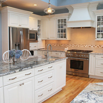 Orchard Park - Traditional White Kitchen with Blue Azurite Granite