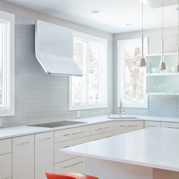 Organic White Caesarstone Quartz Kitchen