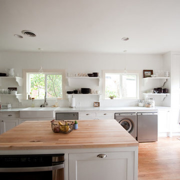 Our bright, white, open kitchen