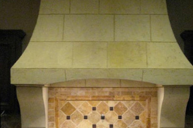 Example of a mid-sized classic kitchen design in San Francisco with beige backsplash and limestone backsplash