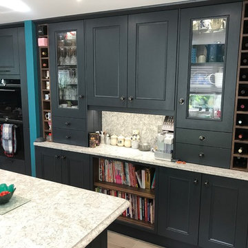 Painted beaded kitchen with central prep island