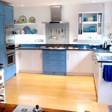 Painted blue and white kitchen