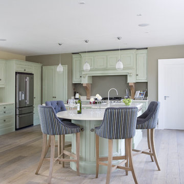Painted In Frame Kitchen In Sage Green with Lime Oak