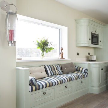Painted In Frame Kitchen In Sage Green with Lime Oak