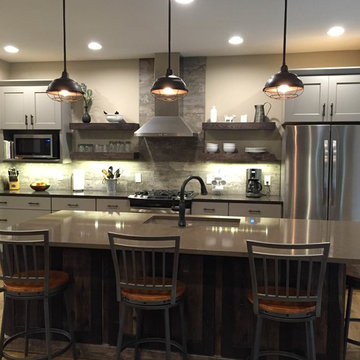 Painted Kitchen with Rustic Island