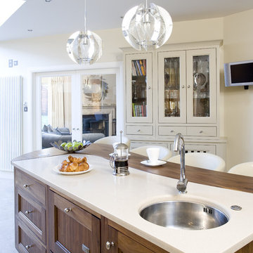 Painted kitchen with walnut