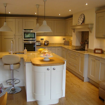 painted shaker kitchen with central island