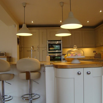 painted shaker kitchen with central island
