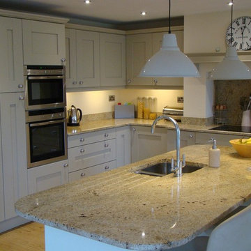 painted shaker kitchen with central island