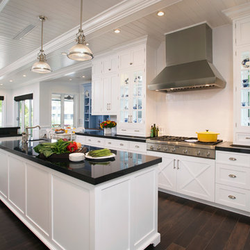 Painted White and Periwinkle Kitchen