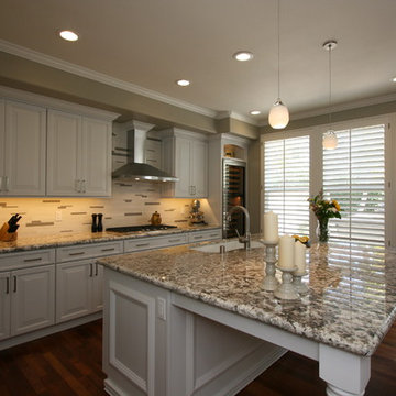Painted White Traditional Kitchen with Large Island in Huntington Beach, CA
